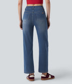 Jean droit Halara Flex™ taille mi-haute croisé gainant avec poches