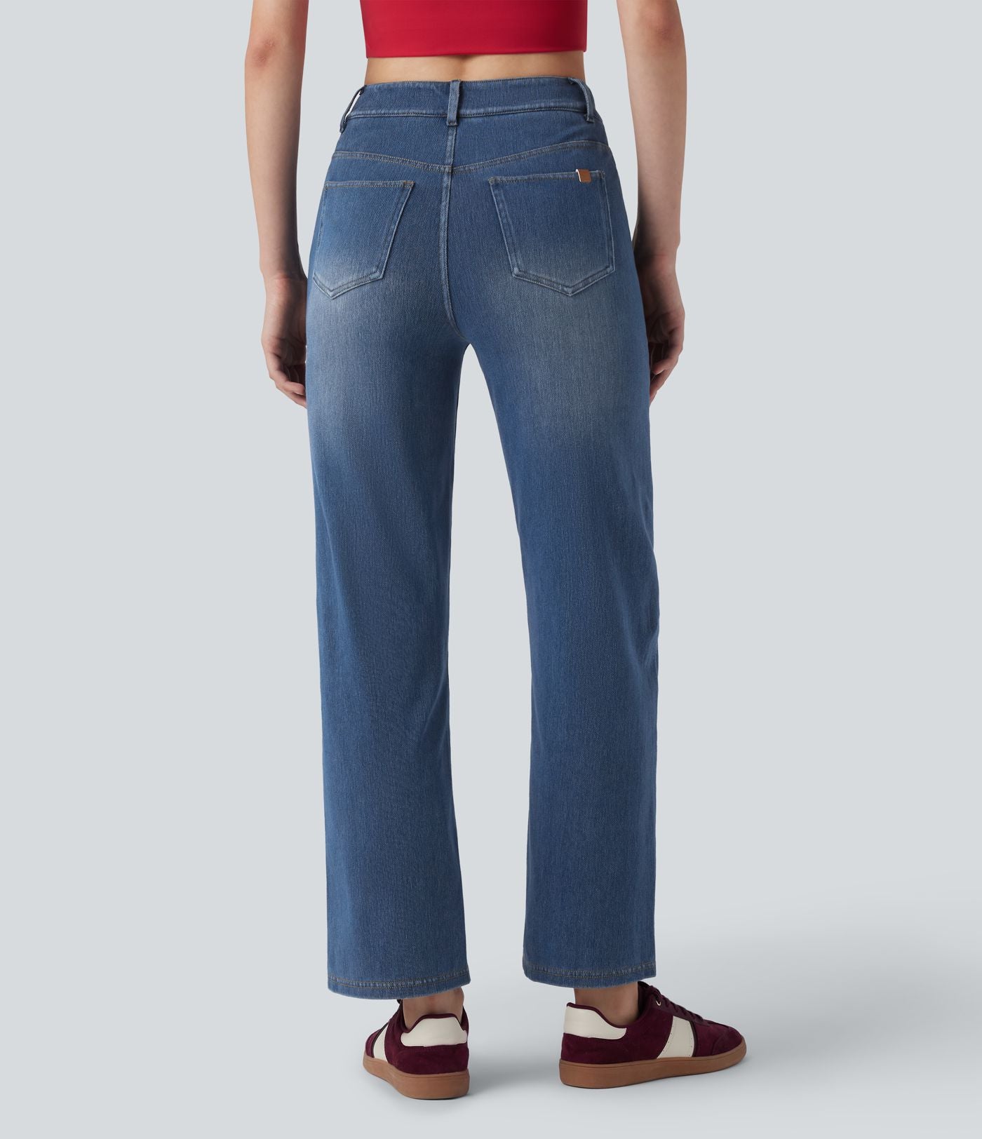 Jean droit Halara Flex™ taille mi-haute croisé gainant avec poches