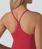 Softlyzero™ Airy Robe de danse courte évasée dos-nu 2-en-1 avec dos nageur, bretelles ajustables et poches latérales - Édition Easy Peasy