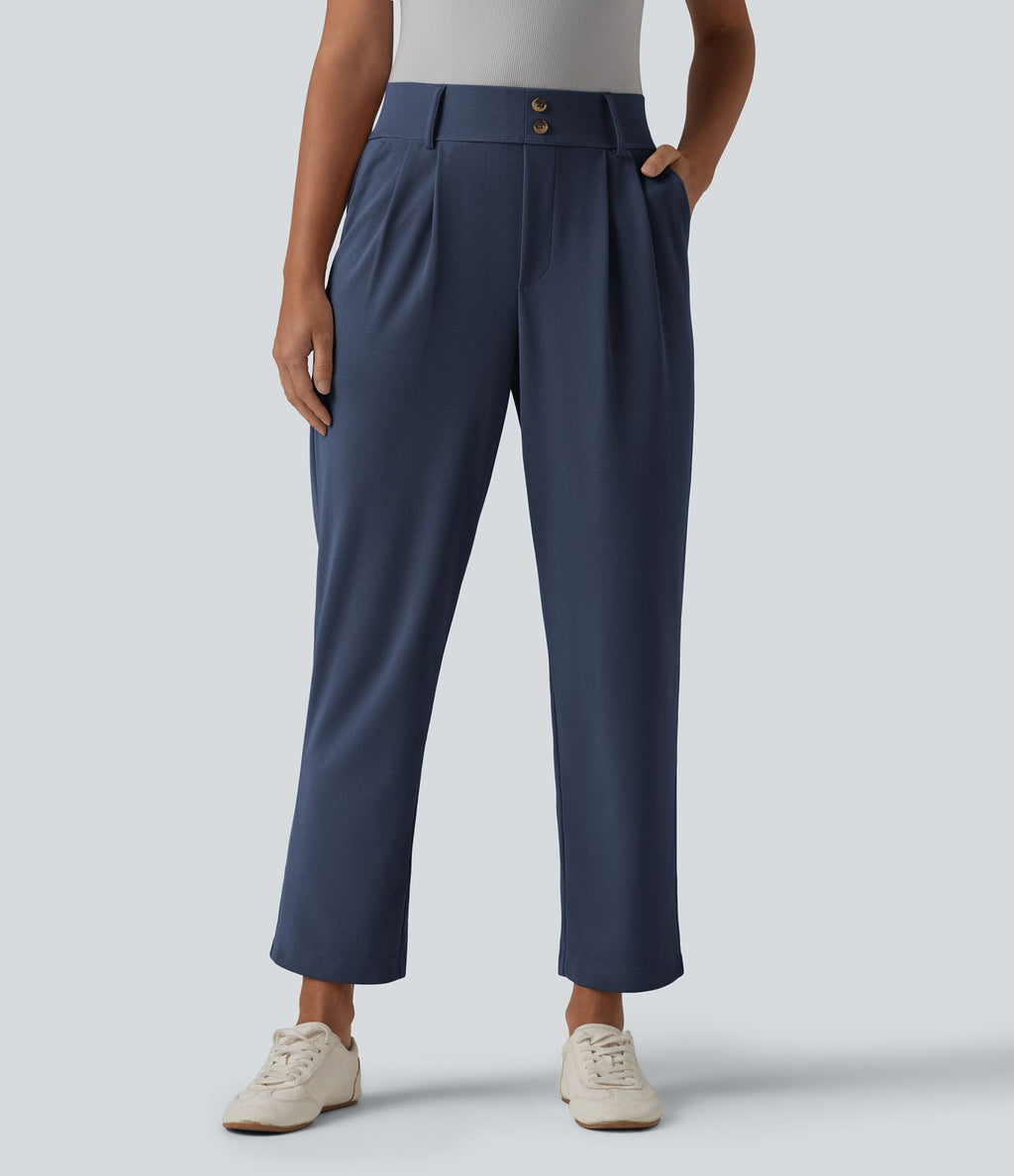 Halara Flex™ Pantalon tailleur fuselé taille haute en tissu gaufré avec poches