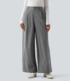 Pantalon tailleur baggy taille haute avec poches