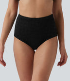 Bas de bikini gainant jacquard taille haute