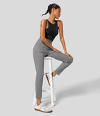 Pantalon ajusté taille haute zippé avec poches