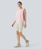 Débardeur de yoga col rond froncé, tissu rafraîchissant - Protection UPF50+