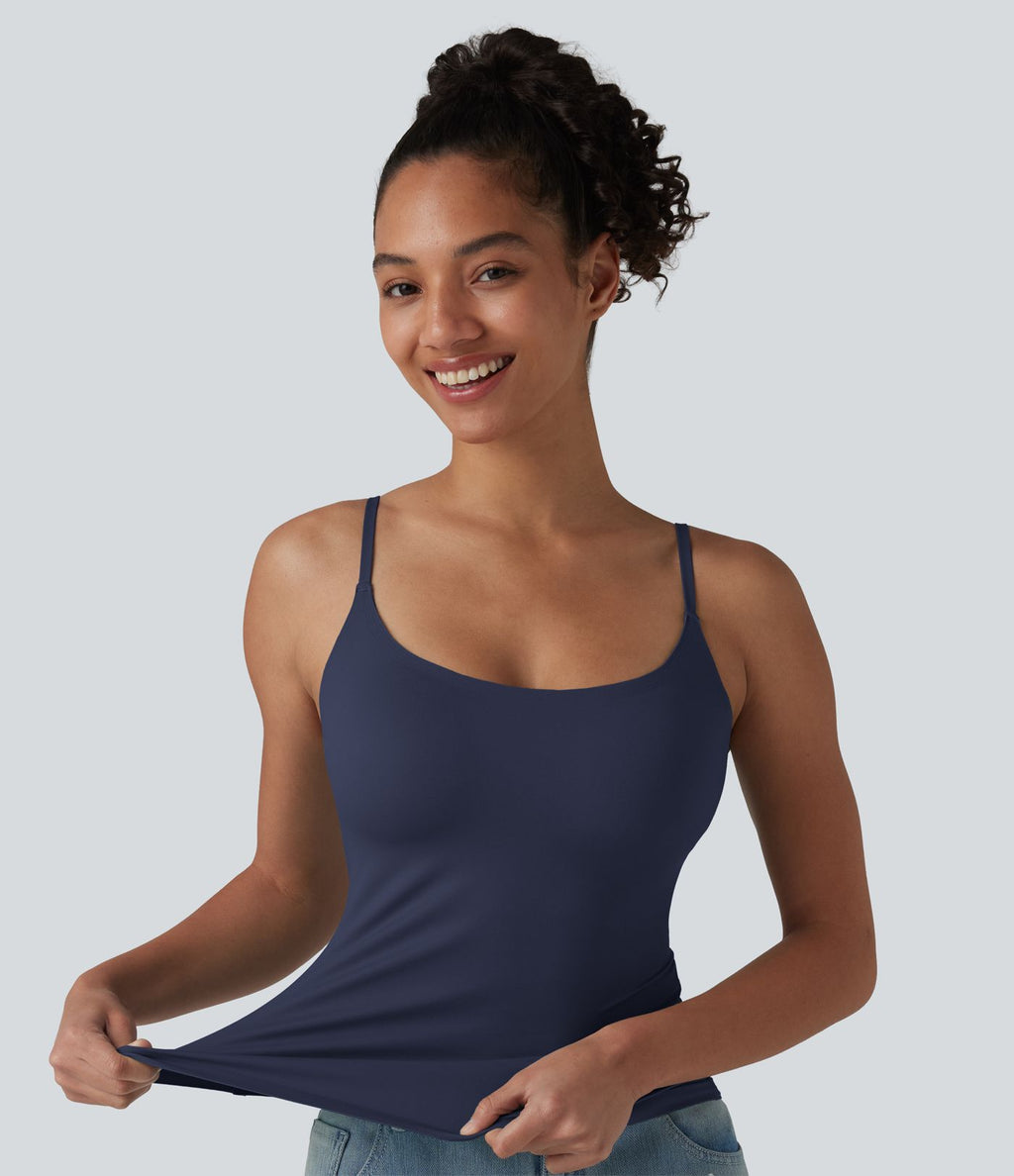 Débardeur décontracté à col rond et soutien-gorge intégré, bonnets BE