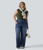 Halara Flex™ Jean large décontracté grande taille taille mi-haute en lyocell lavé avec poches