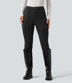 Pantalon cargo équestre en suède, taille haute, avec poches