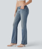 Jean bootcut délavé taille basse Halara Flex™ à poches multiples