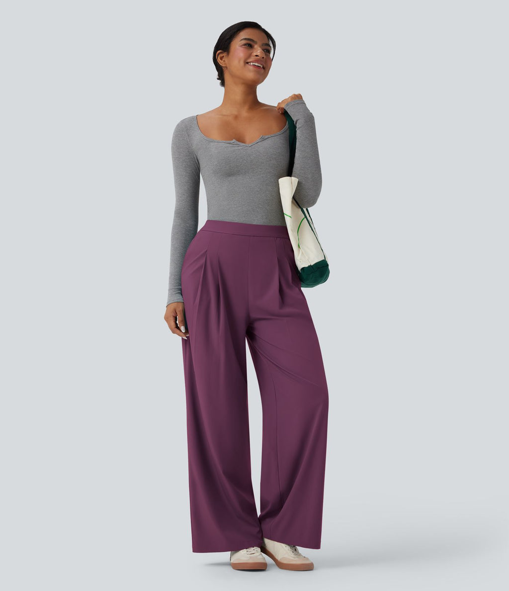 Pantalon de costume Breezeful™ à taille haute, jambes larges, poches latérales et séchage rapide
