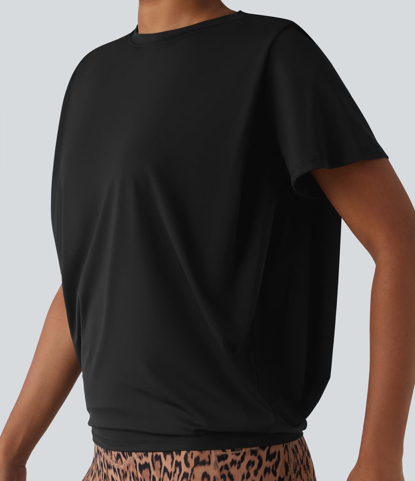 Haut de sport col rond manches courtes effet frais InstantCool avec fronces, protection solaire UPF50+