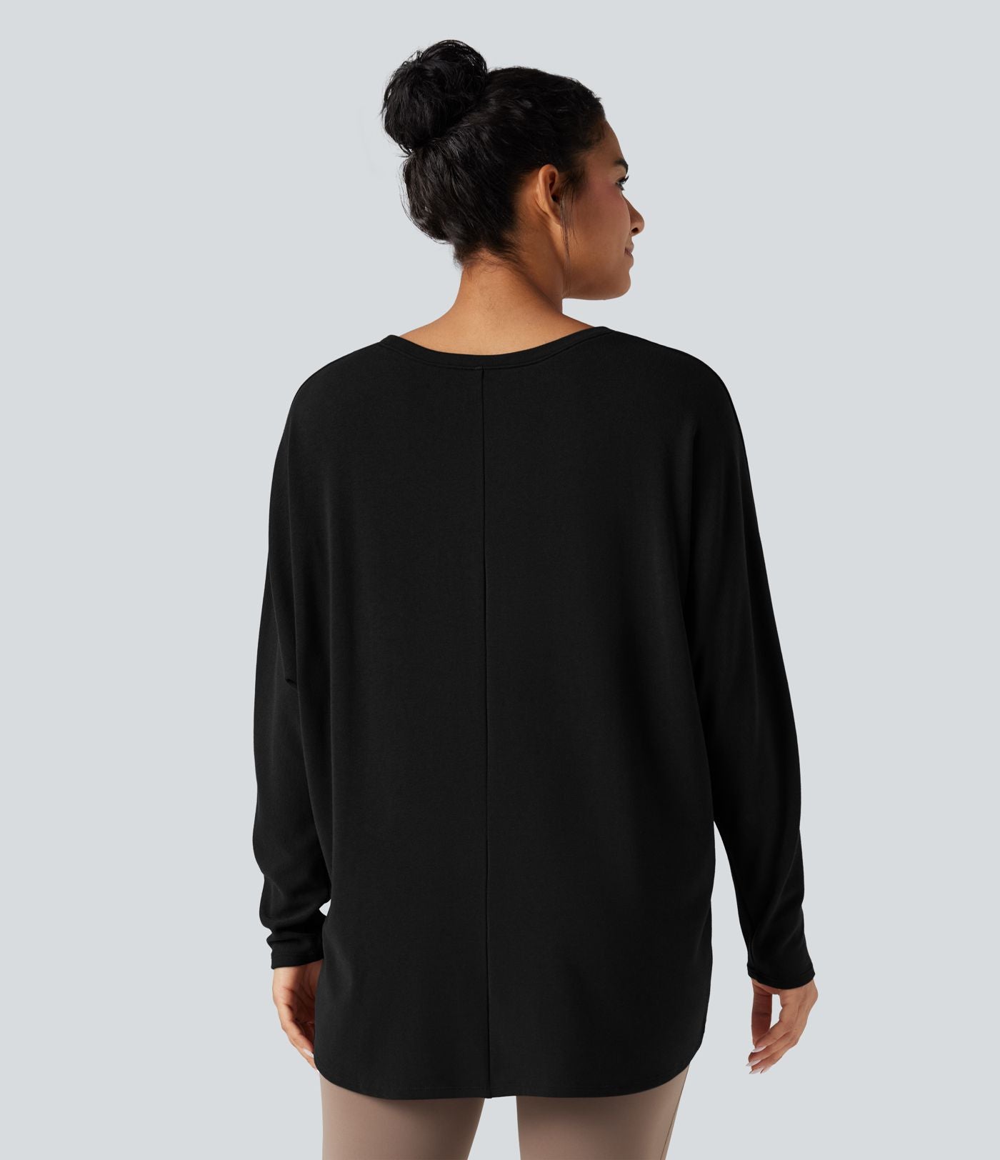 Top thermique oversize col échancré manches longues ourlet asymétrique