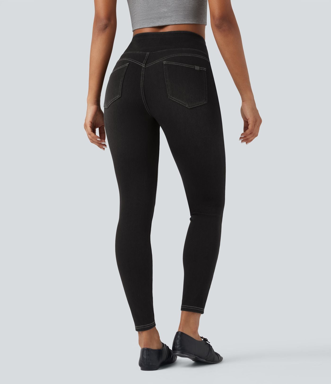 Legging 7/8 skinny en denim Halara Flex™ taille haute gainant avec poches