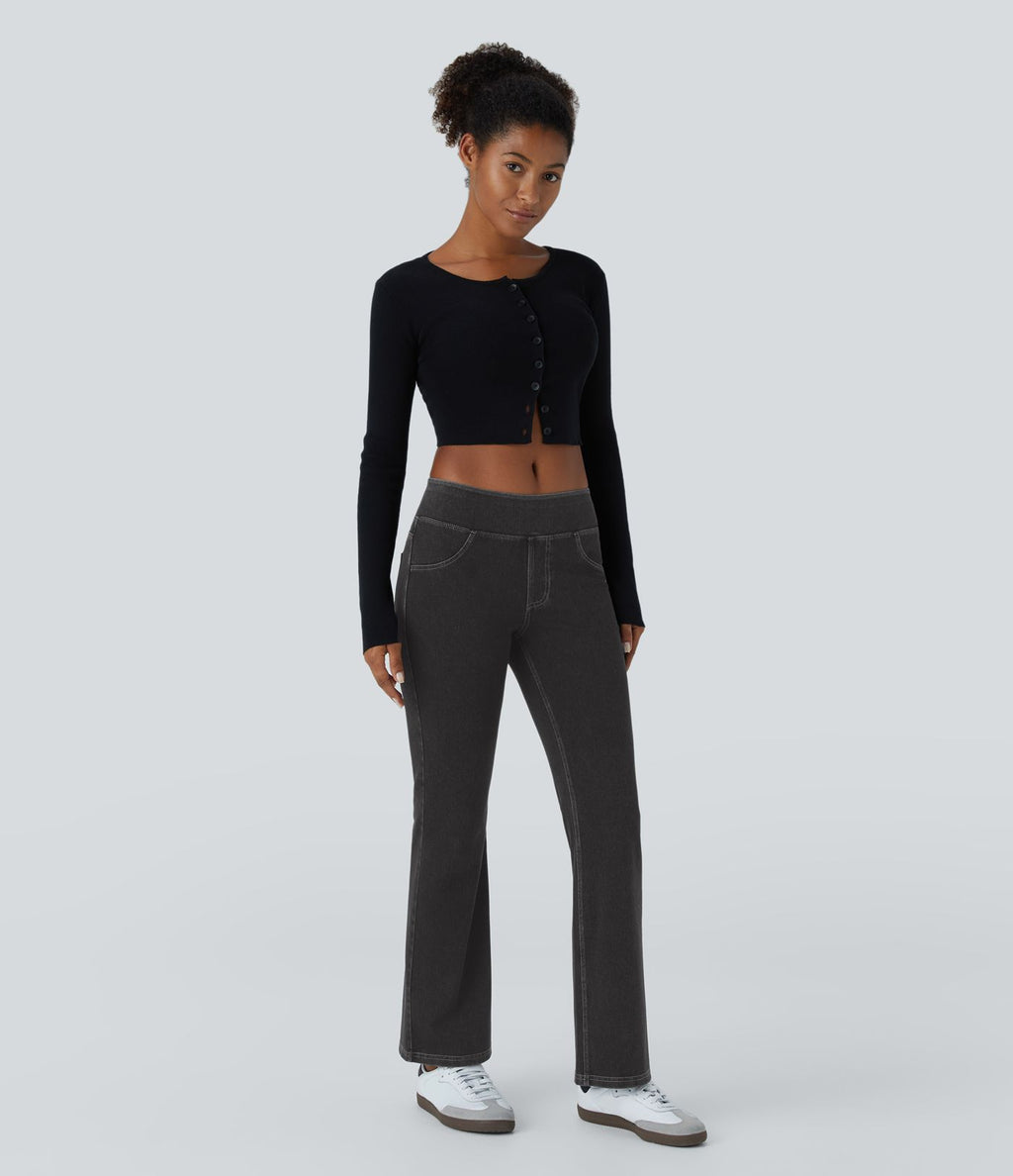 Jean bootcut décontracté Halara Flex™ taille basse avec poches arrière en maille extensible