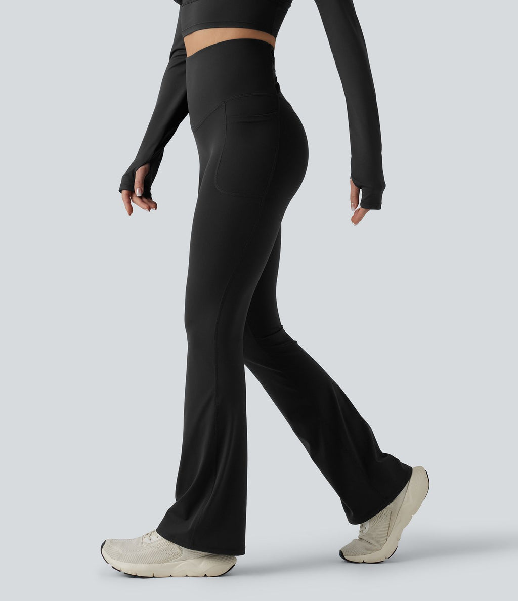 Legging de sport bootcut Halara Ultrasculpt™ taille haute gainant dos croisé avec poches
