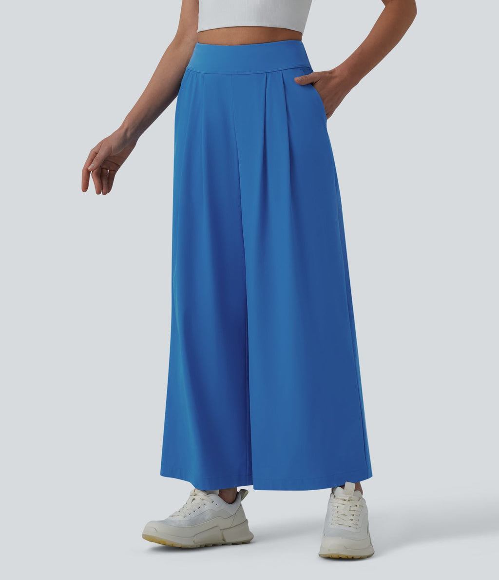 Pantalon large yoga plissé taille haute longueur cheville à séchage rapide Breezeful™ avec poches
