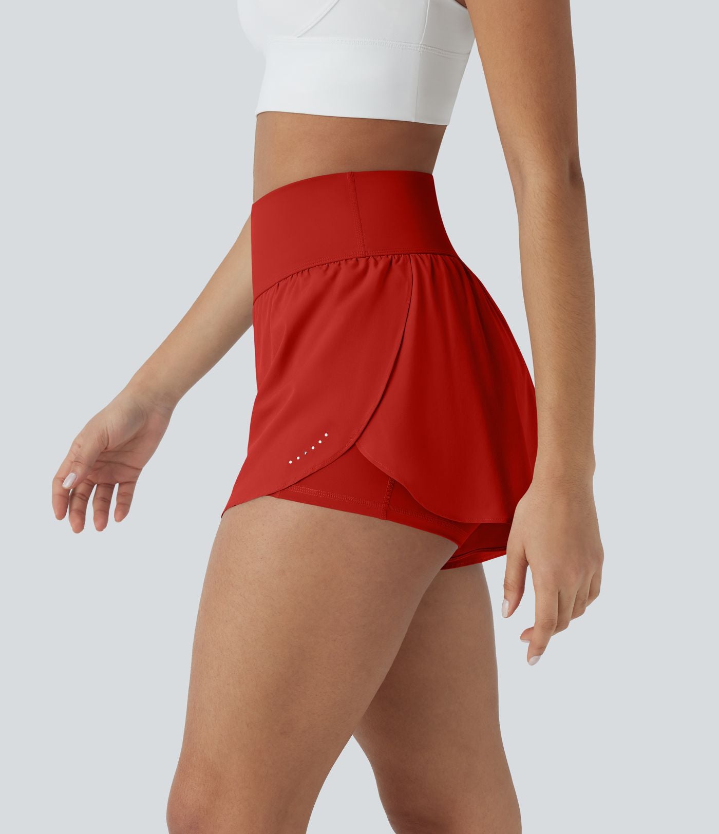 Softlyzero™ QuickDry Short de course à pied 2-en-1 taille haute à ourlet croisé avec pois réfléchissants et poches latérales