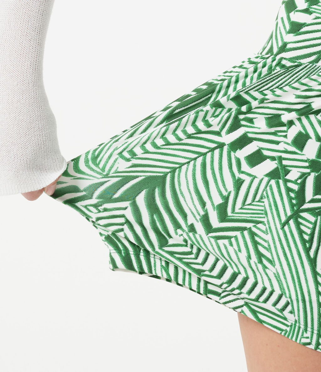Short 2-en-1 taille haute imprimé plantes tropicales 12,5 cm avec poches