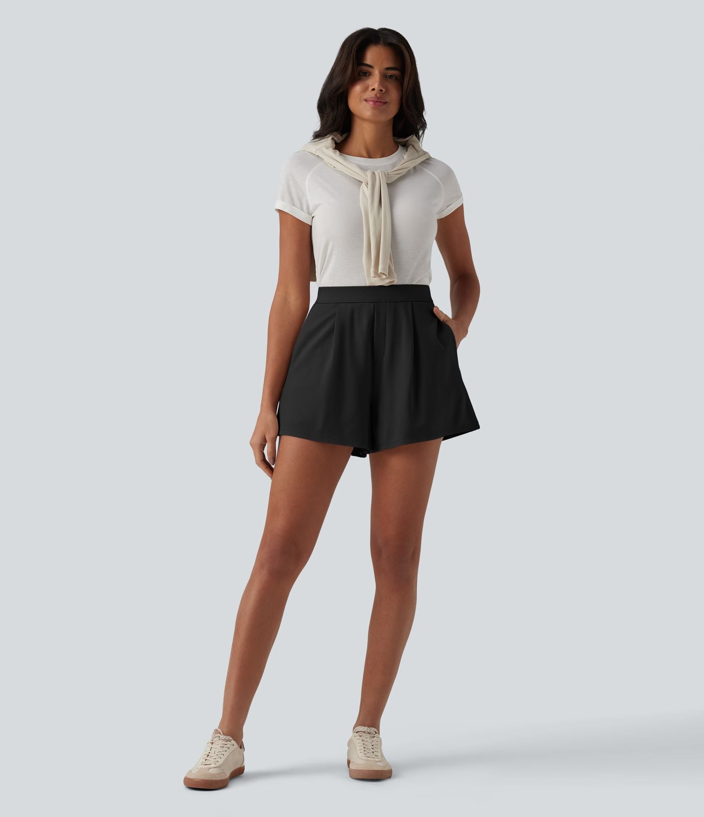 Short tailleur taille haute avec poches