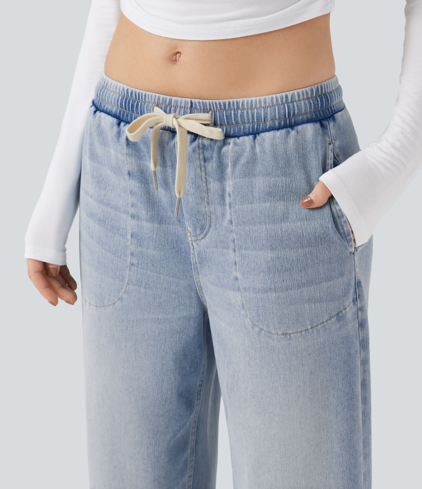 Jean baggy Halara Flex™ taille basse avec cordon de serrage et poches