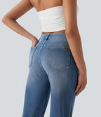 Jean décontracté Halara Flex™ jambe droite taille mi-haute ourlet retroussé avec poches