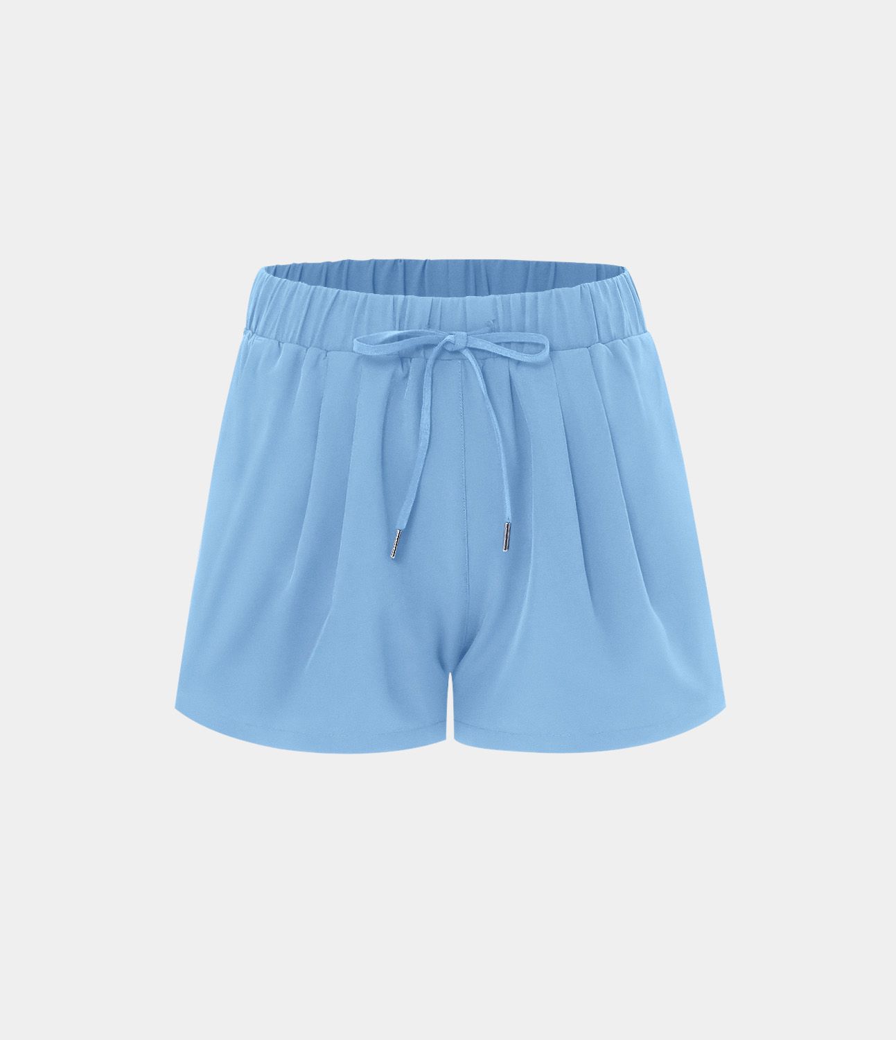 Short 7,5cm Casual à Taille Moyenne avec Ceinture Élastique Cordon de Serrage et Poches Latérales Ruchées