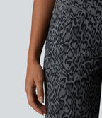 Short de yoga Halara UltraSculpt™ imprimé léopard, taille haute, gainant, jambes droites, 25 cm, avec poches