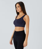 Brassière de sport SpeedWave™ à séchage rapide, maintien moyen, col en U, dos nu et motif rayé