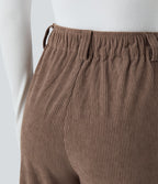 Pantalon décontracté en velours côtelé, taille haute, avec poche zippée
