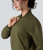 Veste bomber fermeture éclair coupe décontractée avec poches