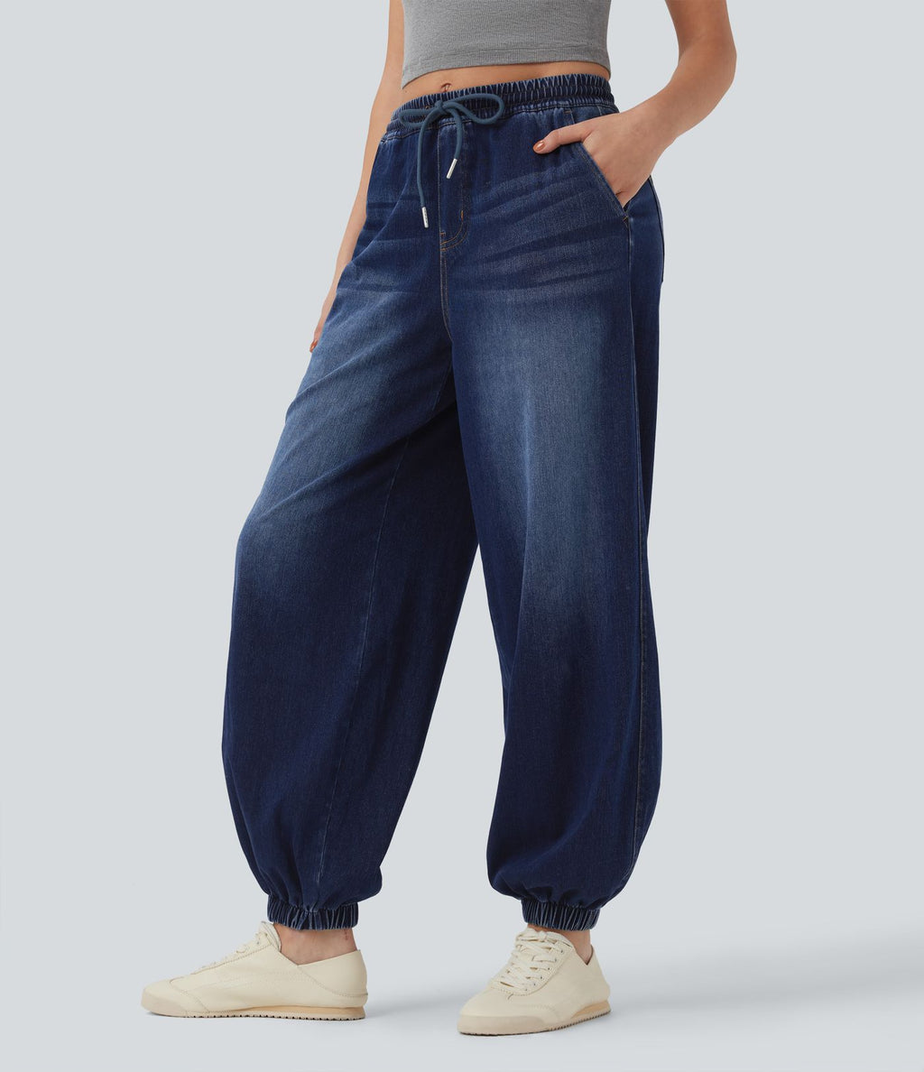 Jean décontracté Halara Flex™ taille mi-haute avec cordon de serrage et pochesns