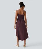 Breezeful™ Robe Casual 2 Pièces Dos Nu Haut Bas Poche Latérale Fluide Séchage Rapide