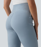 Pantalon évasé casual SpacerTek™ taille haute gainant en maille côtelée à poche