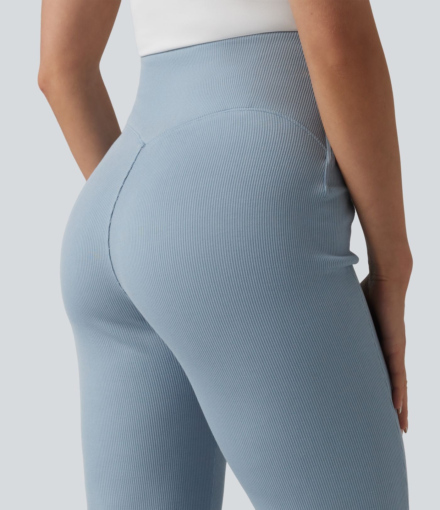 Pantalon évasé casual SpacerTek™ taille haute gainant en maille côtelée à poche
