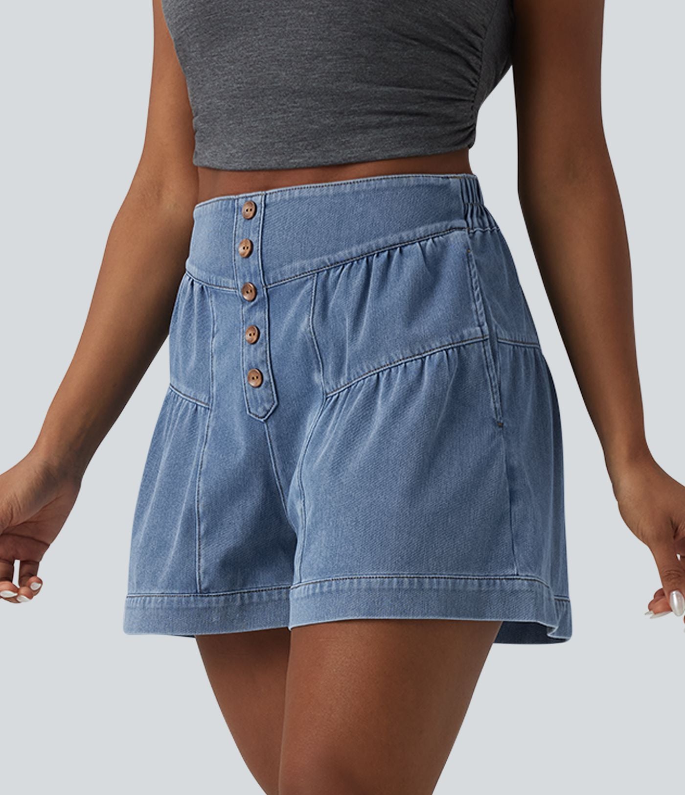 Short tailleur Halara Flex™ denim casual taille haute 7,5 cm avec poches
