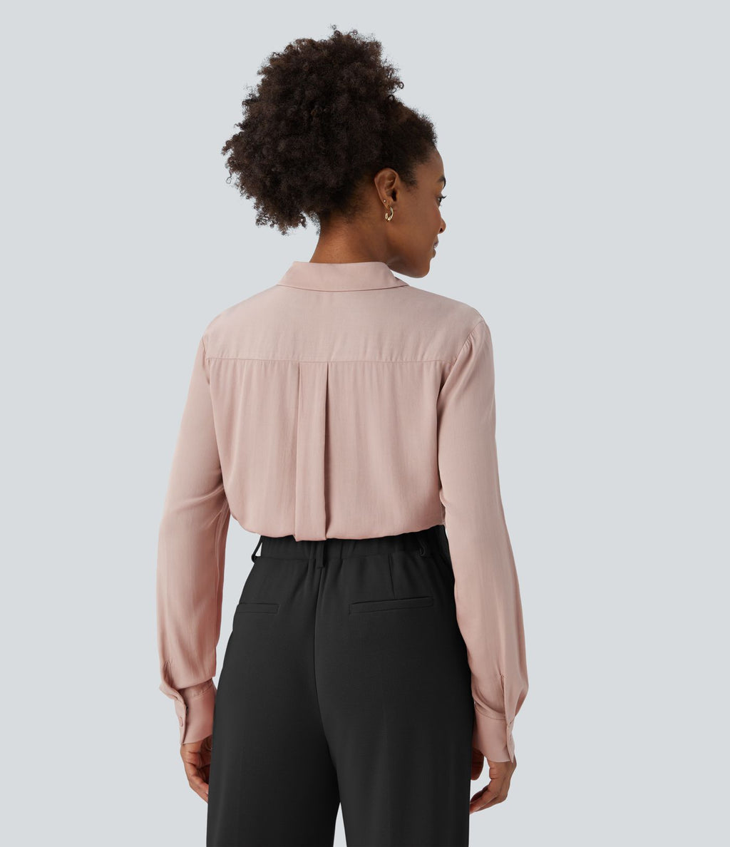 Chemise de travail à col, boutons, manches longues et plis