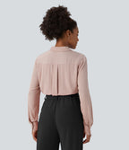 Chemise de travail à col, boutons, manches longues et plis