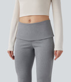 Pantalon casual bootcut taille mi-haute à ceinture repliable