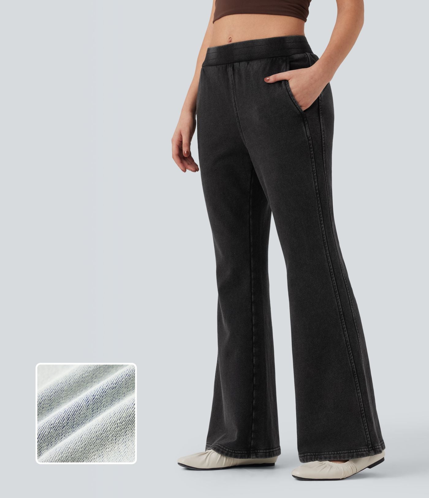 Jean évasé jogging molleton français Halara Flex™ taille mi-haute avec poches