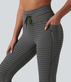 Halara UltraSculpt™ Legging de yoga taille haute jacquard à rayures avec cordon de serrage et poches