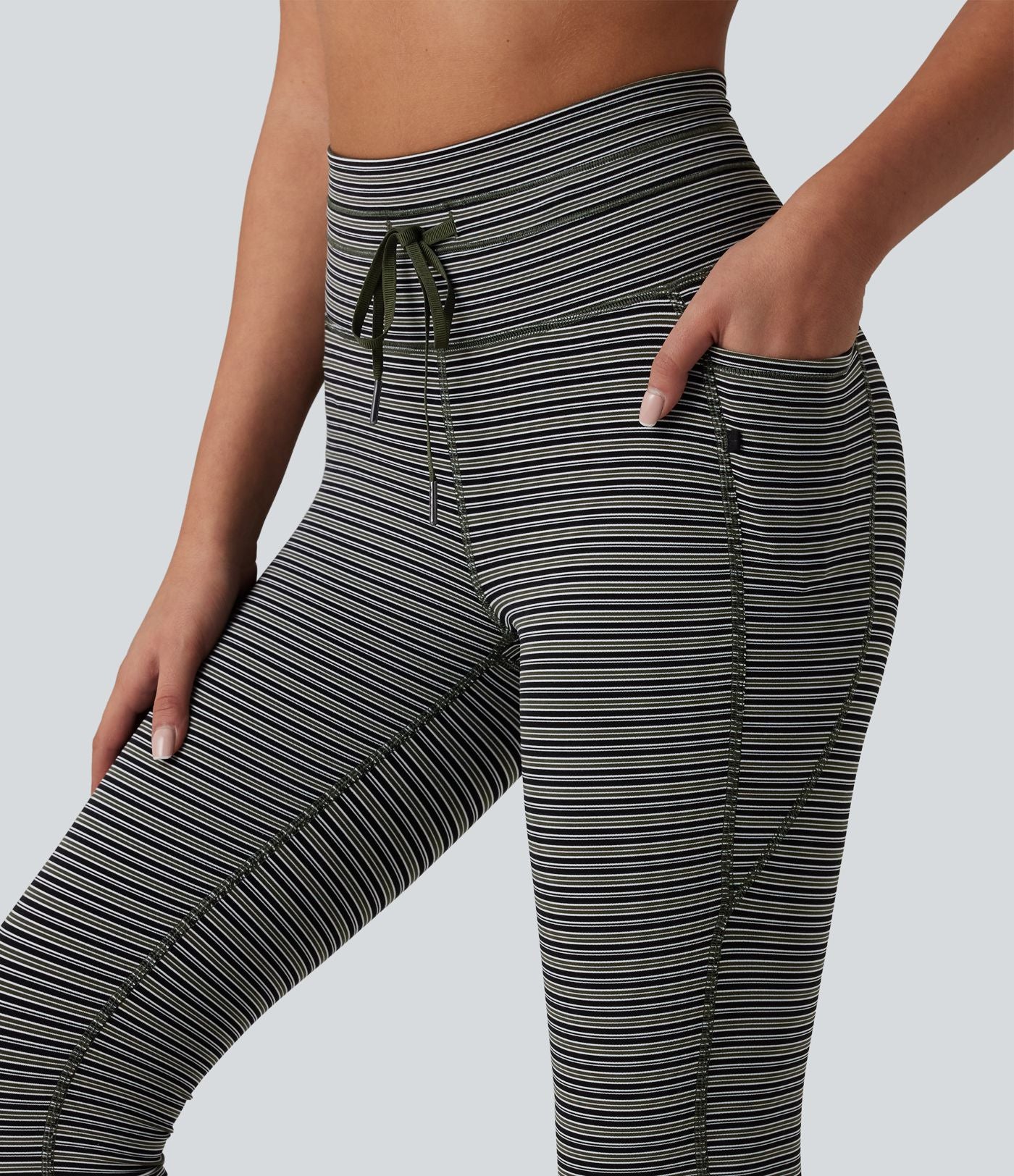 Halara UltraSculpt™ Legging de yoga taille haute jacquard à rayures avec cordon de serrage et poches