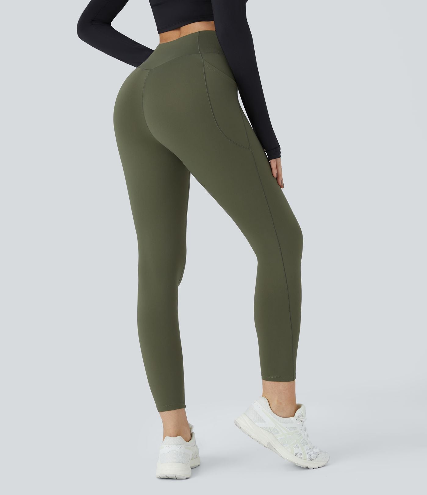 Softlyzero™ Polaire Legging Yoga à Taille Haute Thermique Croisée avec Poches Latérales