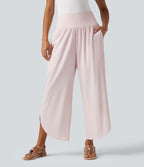 Pantalon Breezeful™ style vacances taille haute gainant 2-en-1 à bas fendu, séchage rapide et poches