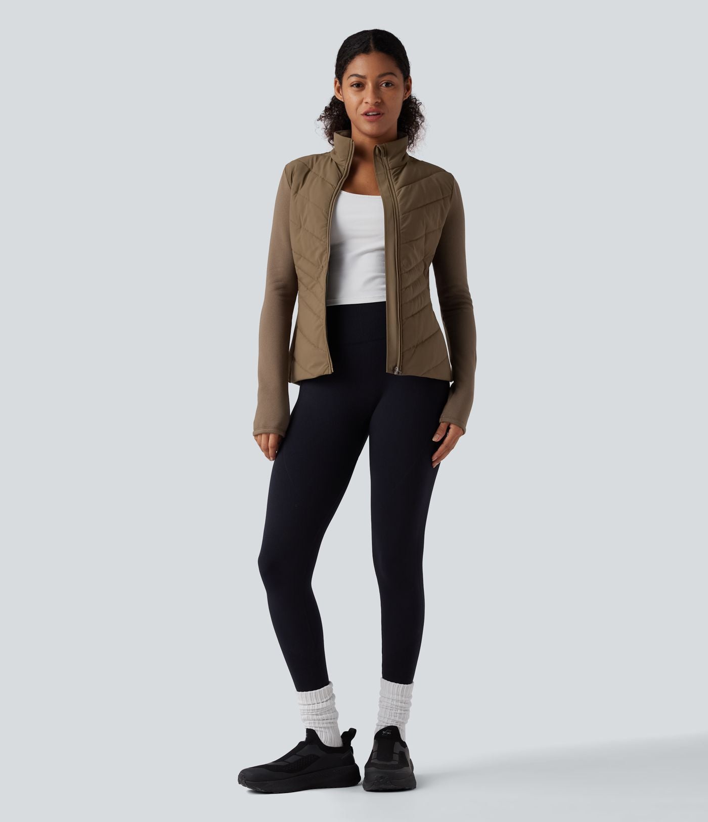 Veste matelassée running PuffFlex col cheminée manches longues avec zip et poches