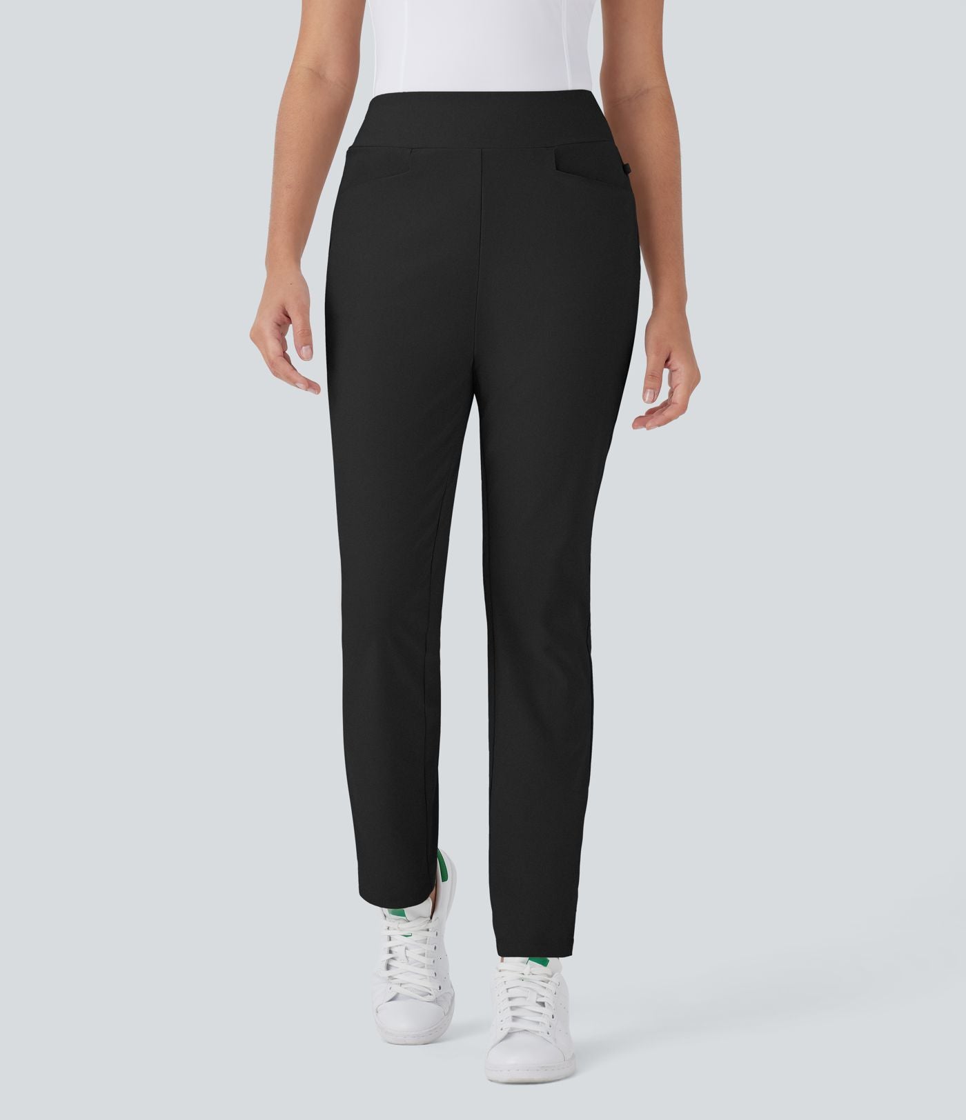Pantalon de golf taille moyenne à séchage rapide avec multiples poches, fentes et coupe fuselée-Poche pour tee de golf-UPF40+
