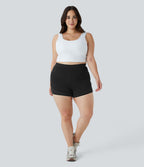 Short Yoga Grande Taille 2-en-1 à Taille Haute avec Poche Arrière