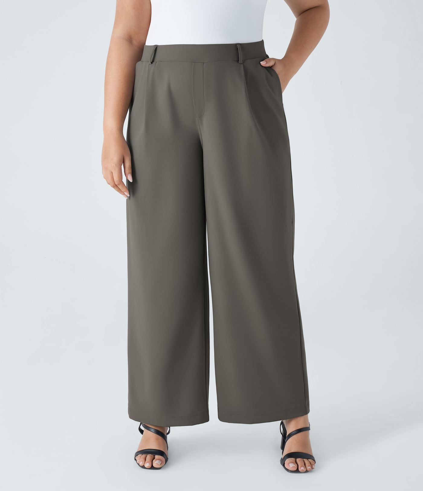 Pantalon de travail grande taille coupe droite taille haute Halara Flex™ DayStretch avec poches