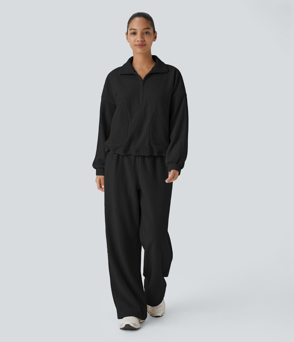 Sweat-shirt de randonnée en polaire avec col et demi-zip