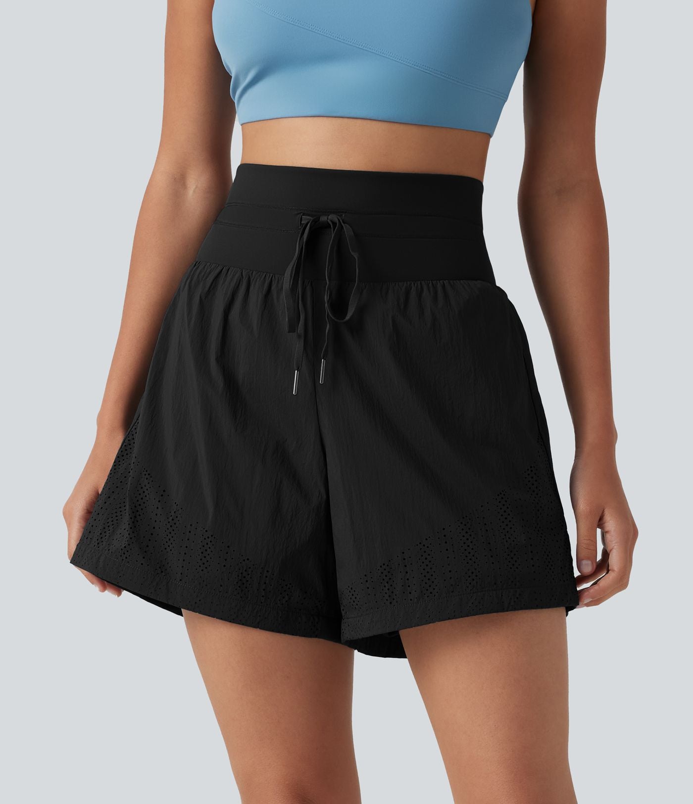 Short de course taille haute à œillets et cordon de serrage 12,5 cm avec poche