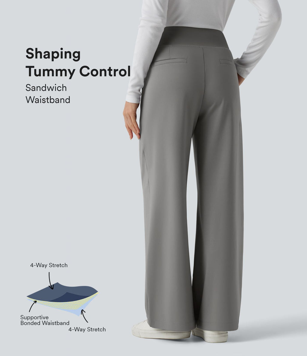 Pantalon tailleur jambes droites taille haute gainant Halara Flex™ DayStretch avec poches