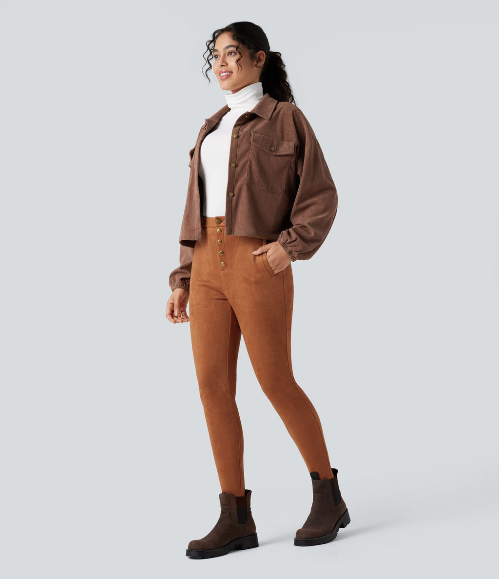 Legging suédine taille haute avec poches